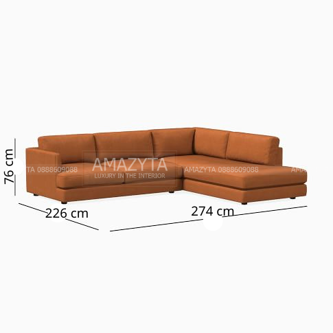 Kích thước chi tiết của bộ ghế sofa da góc kiểu dáng thông thường
