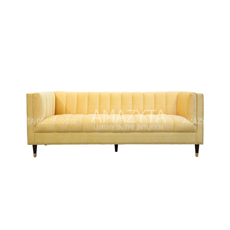 Sofa văng trường kỷ màu vàng đẹp mang đến cho không gian tràn đầy sức sống