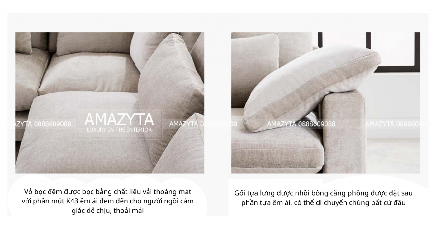 Cận cảnh các chất liệu từ bộ ghế sofa chữ U