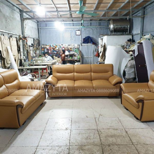 Bộ ghế sofa da đẹp được tùy chọn màu AMB-142