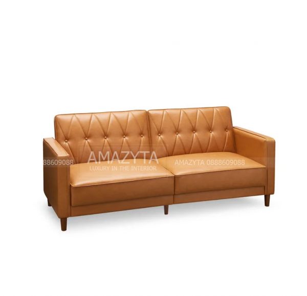 Mẫu ghế sofa bọc da kiểu băng dài AMB-586
