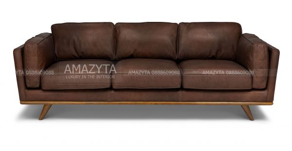 Mặt trước của ghế sofa da thật Ý 100% cho không gian phòng khách