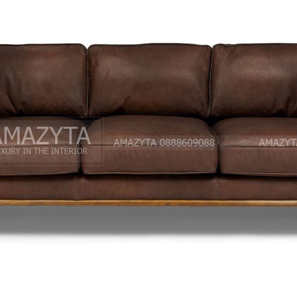 Mặt trước của ghế sofa da thật Ý 100% cho không gian phòng khách