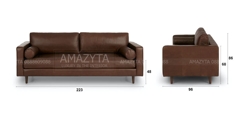 Kích thước chi tiết của mẫu ghế sofa AMB-365