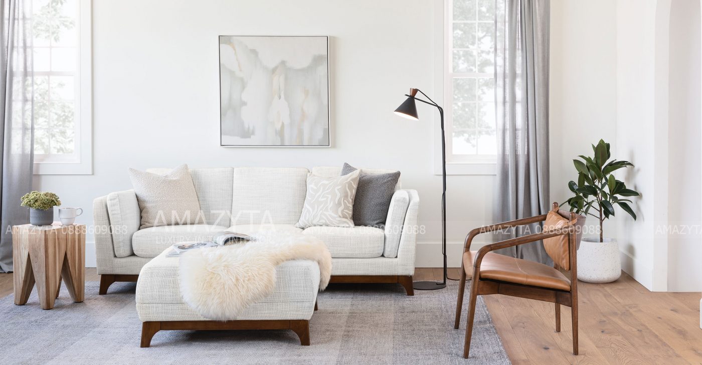 Sofa văng 3 chỗ ngồi gam màu trắng phù hợp cho mọi không gian thiết kế