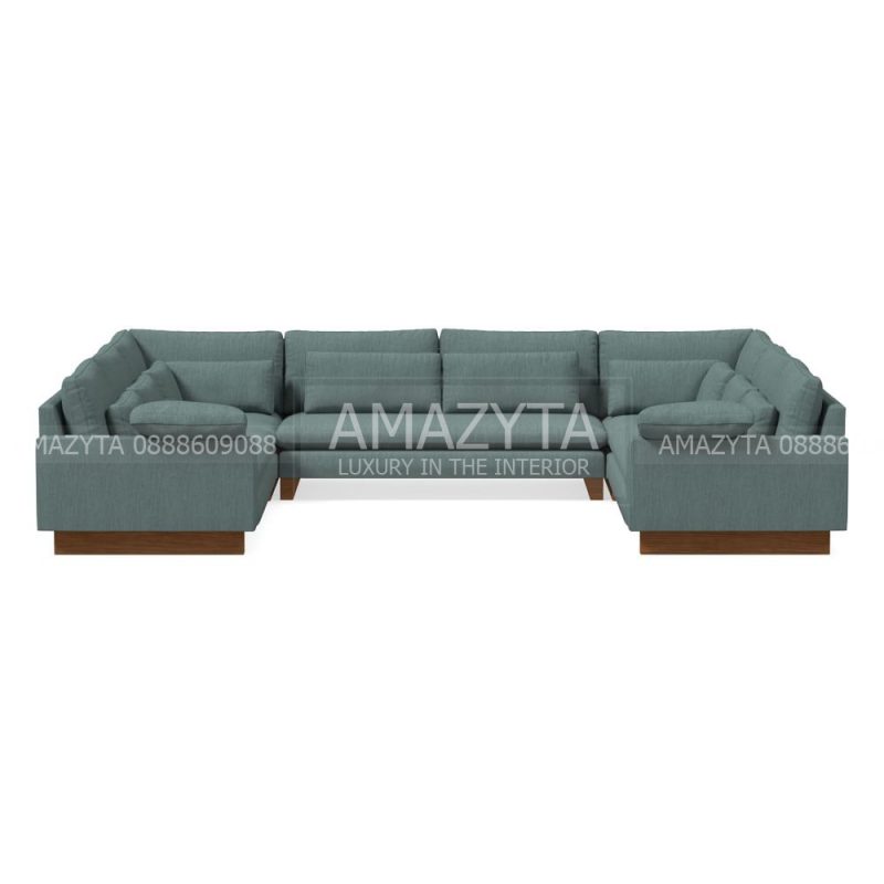 Mẫu sofa chữ U xanh mint nhẹ nhàng phù hợp mọi không gian