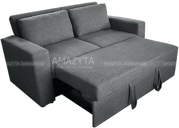Sofa giường chất liệu vải gam màu xám sạch sẽ, tiện nghi