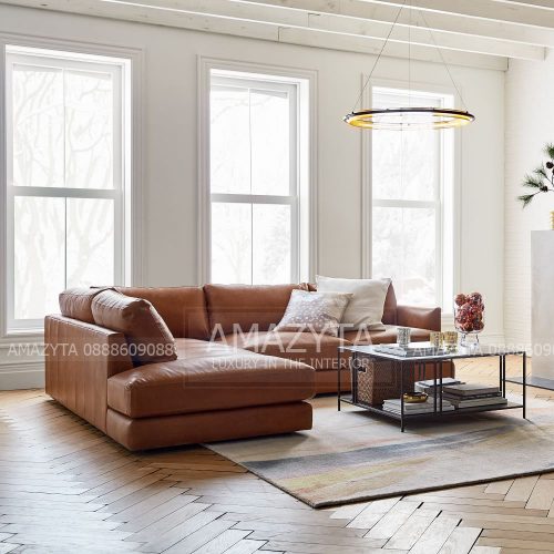 Cận cảnh ghế sofa được đặt tại không gian phòng khách kết hợp với bàn hình chữ nhật