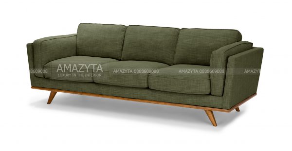 Sofa văng 3 chỗ ngồi màu xanh rêu mang đến cho không gian độc đáo, tràn đầy sức sống