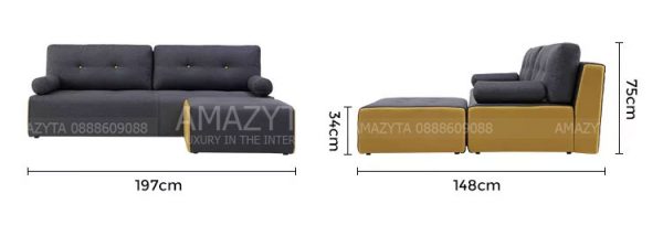 Kích thước chi tiết của mẫu ghế sofa L AMG-861