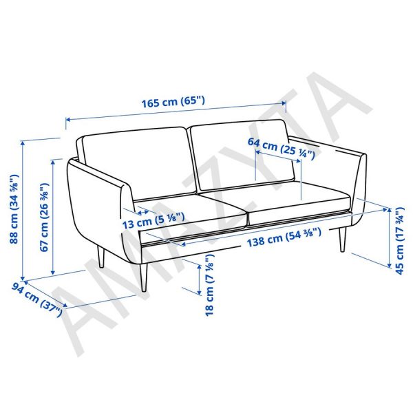 Kích thước chi tiết của mẫu ghế sofa băng AMB-419