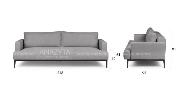 Kích thước chi tiết của mẫu ghế sofa AMB-140