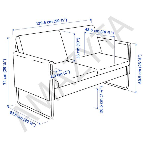 Kích thước chi tiết của mẫu ghế sofa băng chân vòng