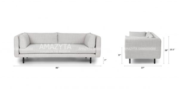 Kích thước chi tiết của mẫu ghế sofa băng dài AMB-506