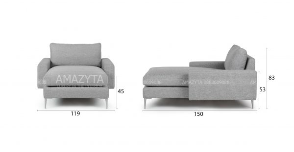 Kích thước chi tiết của mẫu ghế sofa băng thư giãn AMB-332