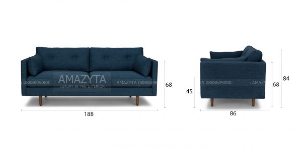 Kích thước chi tiết của mẫu ghế sofa băng AMB-501