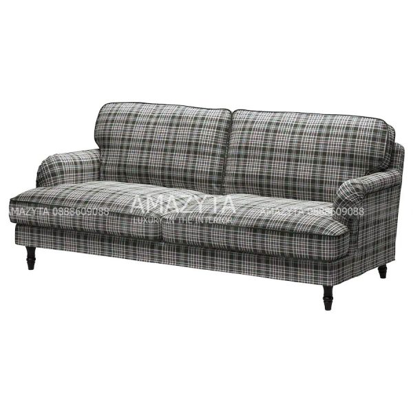 Mẫu ghế sofa băng bọc vải kẻ AMB-129