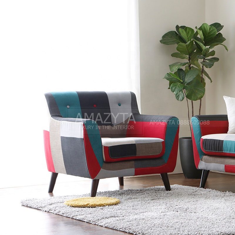 Kết hợp một ghế dài và một ghế đơn để tạo thành một bộ sofa hoàn chỉnh