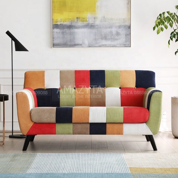 Mẫu ghế sofa chắp vá nhiều màu AMB-589