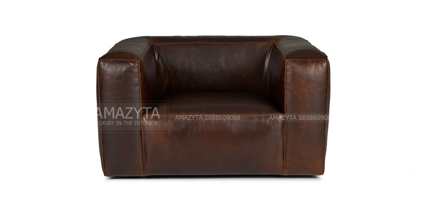 Mẫu ghế sofa đơn bọc da thật AMD-501