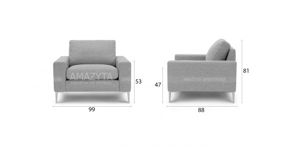 Kích thước chi tiết của mẫu ghế sofa đơn AMD-510