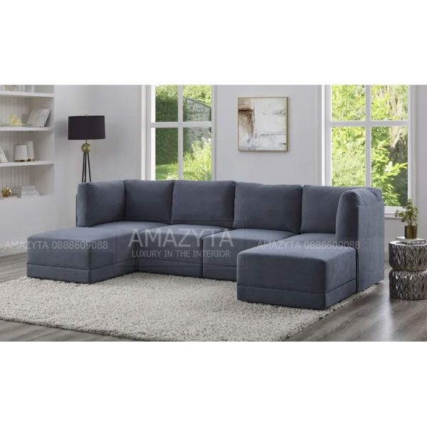 Ghế sofa góc đệm dày bọc vải đẹp AMV-423