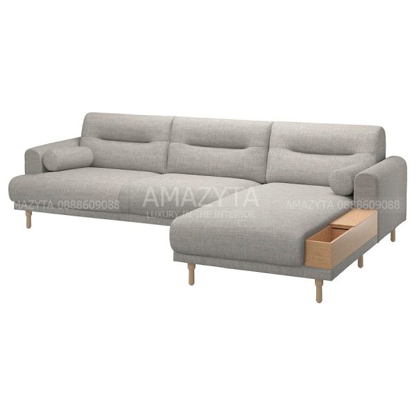 Mẫu ghế sofa L thiết kế tiện dụng với ngăn đựng đồ phụ