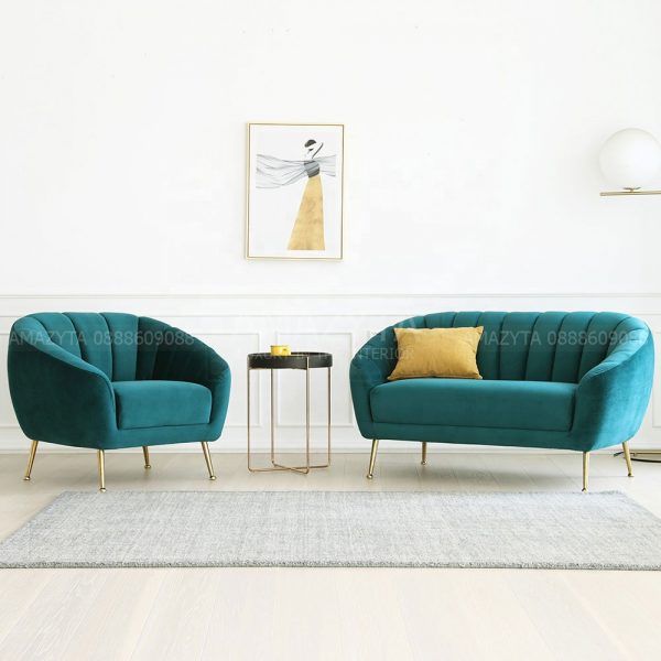 Mẫu ghế sofa nhung hình vỏ sò phong cách AMB-553
