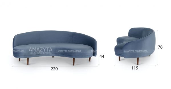 Kích thước chi tiết của mẫu ghế sofa văng cong hình bán nguyệt AMB-751
