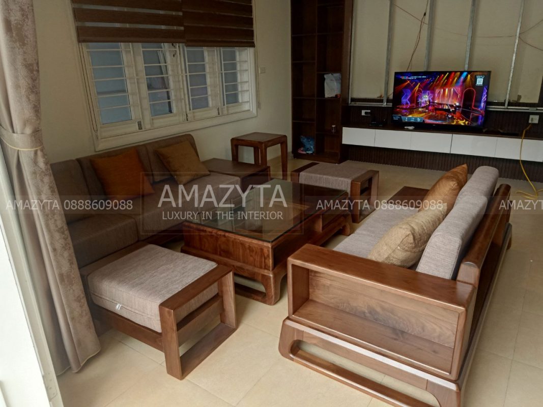 Bộ ghế sofa gỗ với chất liệu gỗ sồi nga chắc chắn