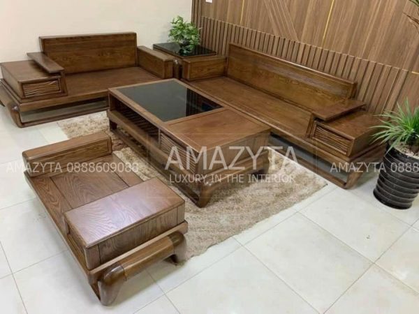 Kiểu dáng ghế sofa gỗ sồi nga chân quỳ sang trọng, đẳng cấp cho không gian phòng khách