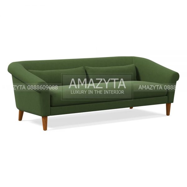 Sofa xanh rêu mát mẻ trong không gian