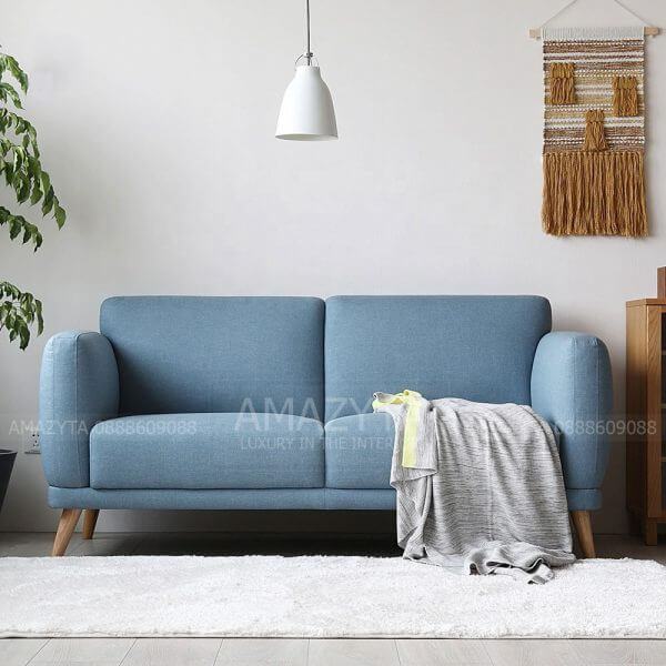 Mẫu ghế sofa băng dài bọc vải chân gỗ AMB-584