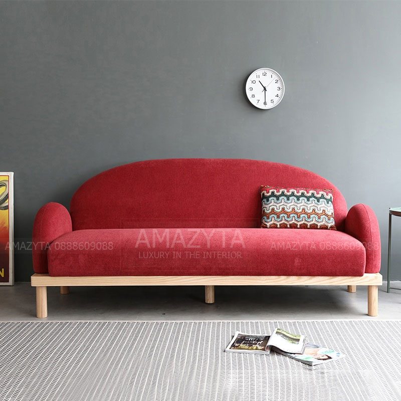 Mẫu ghế sofa băng đỏ cong đẹp AMB-753