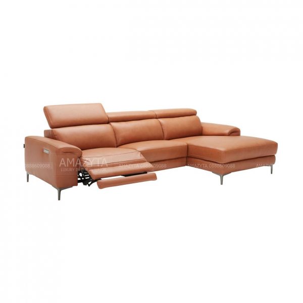 Mẫu ghế sofa góc thư giãn bọc da bóng AMB-954