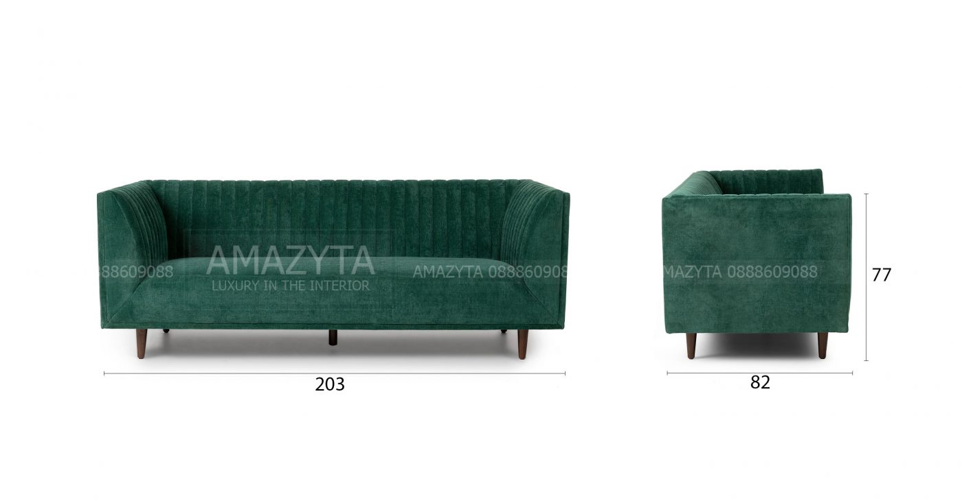 Kích thước chi tiết của mẫu ghế sofa nhung AMB-682