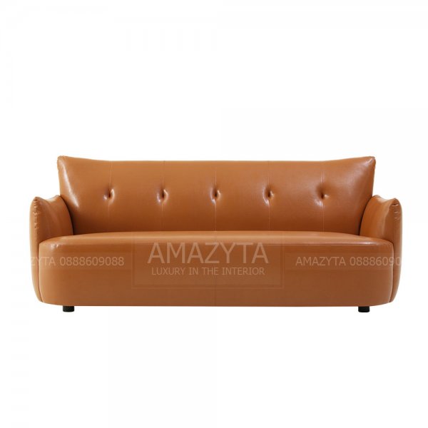 Mẫu ghế sofa da có tựa rút lõm AMB-546