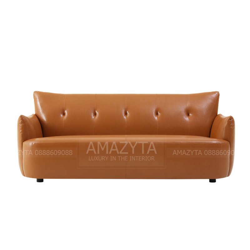 Mẫu ghế sofa da có tựa rút lõm AMB-546