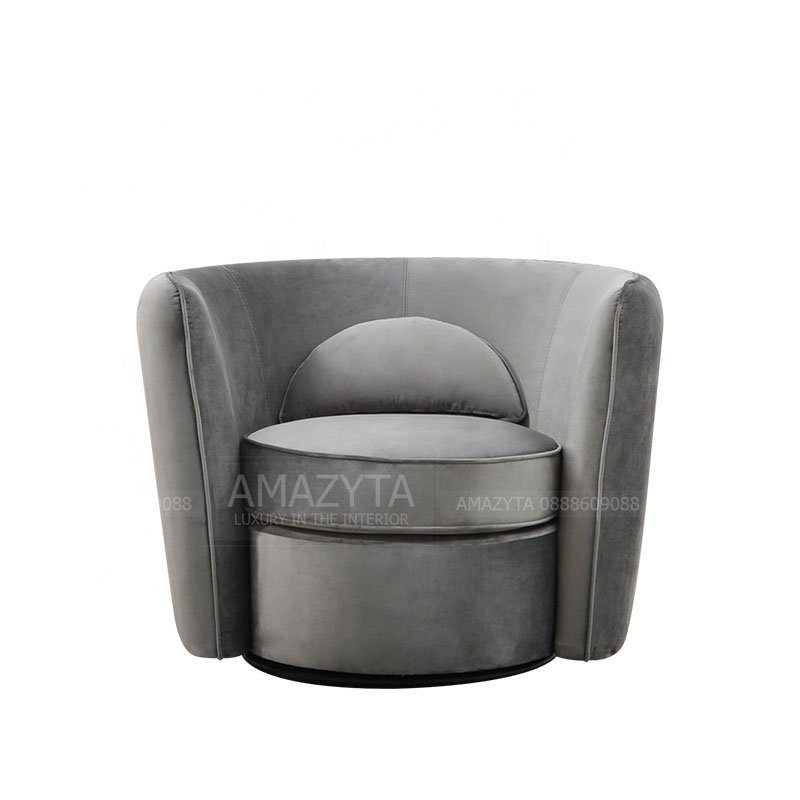 Mẫu ghế sofa đơn dạng tròn tựa nhăn AMD-577