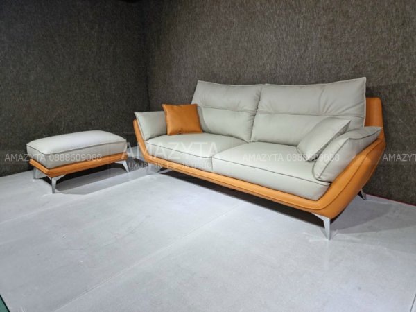 Mẫu ghế sofa da hai lớp hai màu thiết kế sang trọng AMB-628