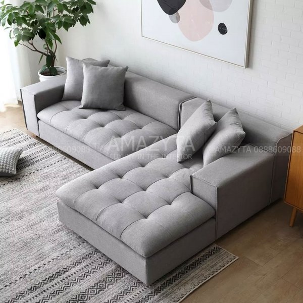 Mẫu ghế sofa góc vải thô AMG-572