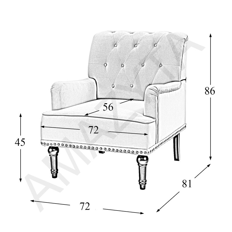 Kích thước chi tiết của mẫu ghế sofa đơn AMD-842
