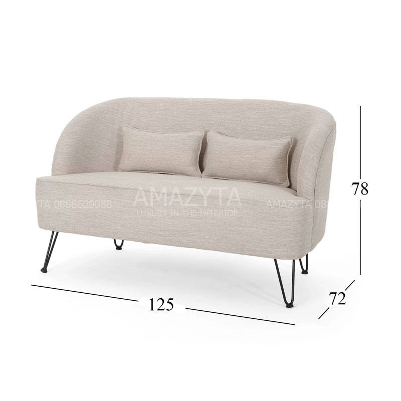 Kích thước chi tiết của mẫu ghế sofa tựa cong AMB-503