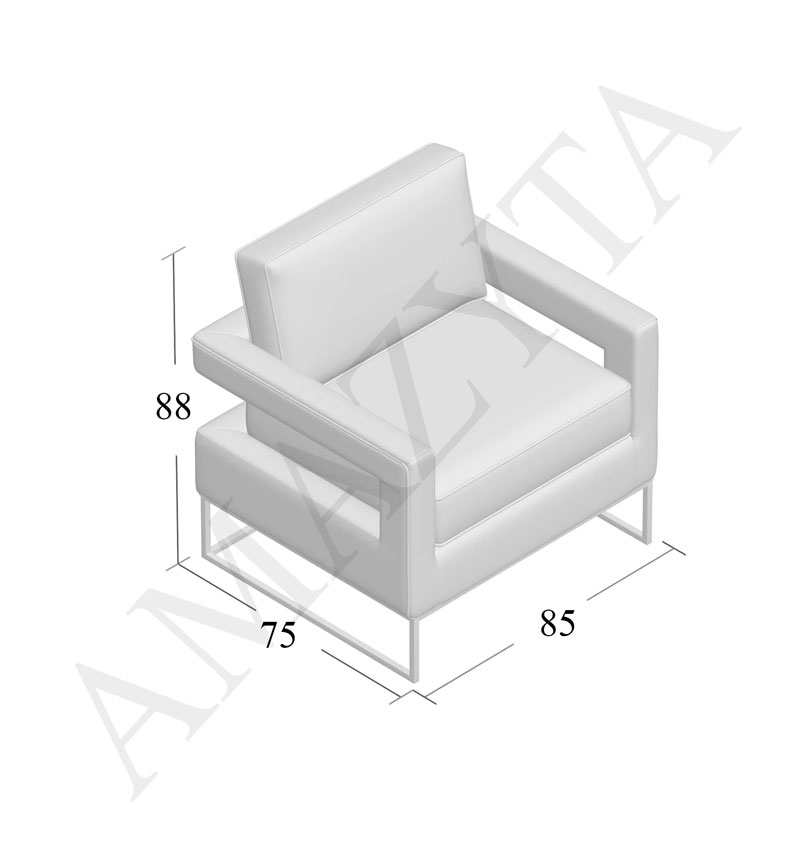 Kích thước chi tiết của mẫu ghế sofa đơn AMD-672