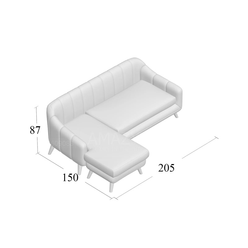 Kích thước cụ thể của mẫu ghế sofa góc L AMG-214