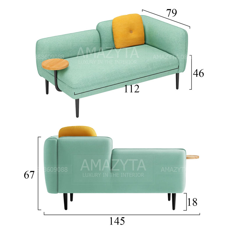 Kích thước chi tiết của mẫu ghế sofa thư giãn AMB-942