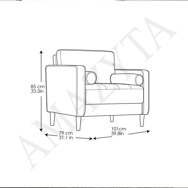 Kích thước chi tiết của mẫu ghế sofa đơn AMD-248