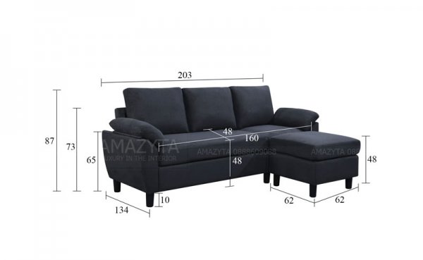 Kích thước chi tiết của mẫu ghế sofa góc AMG-513