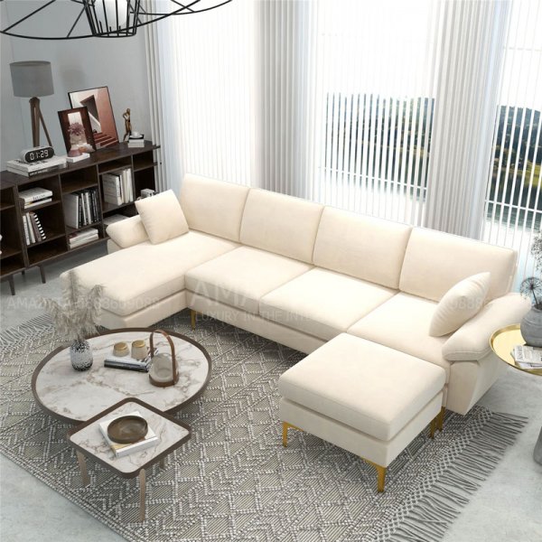 Ghế sofa góc bọc vải kích thước lớn kiểu dáng hiện đại
