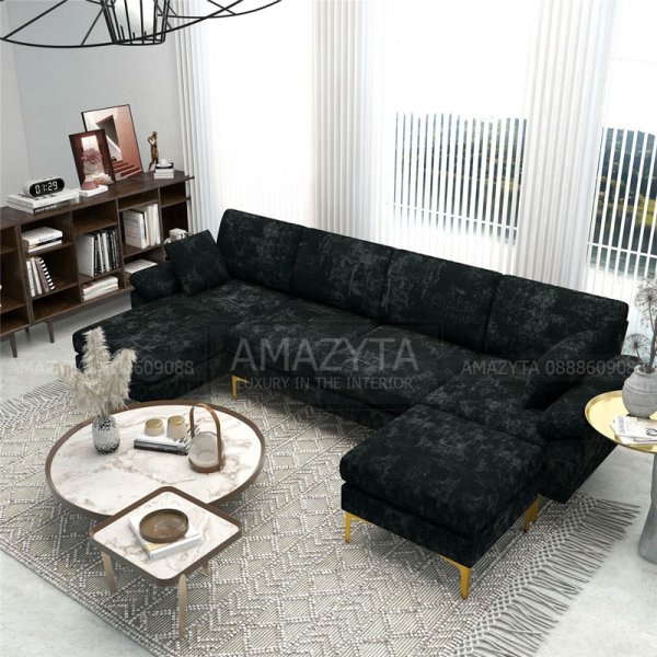 Mẫu ghế sofa L AMG-941 màu đen